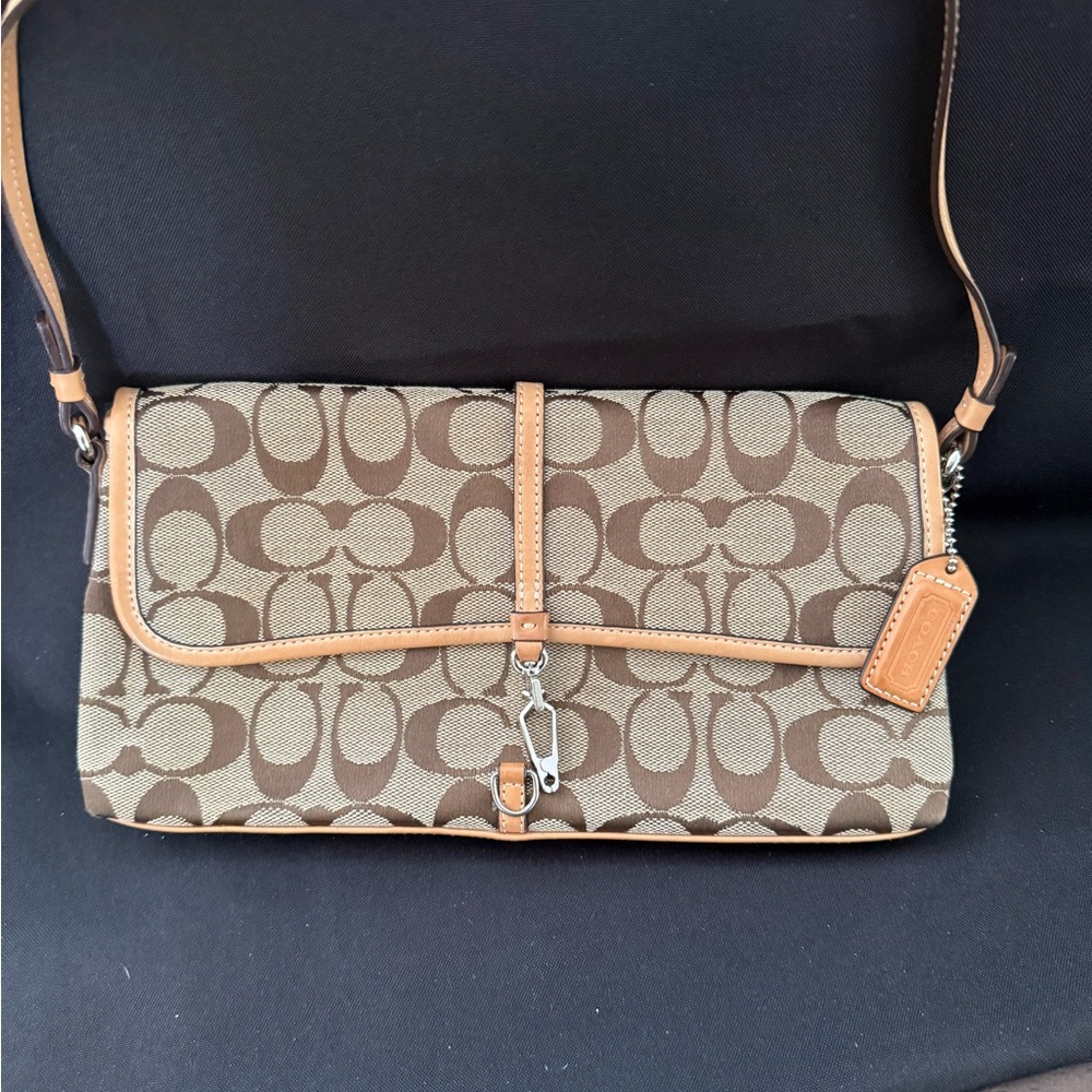 Coach Brown Tan Signature Shoulder Bag